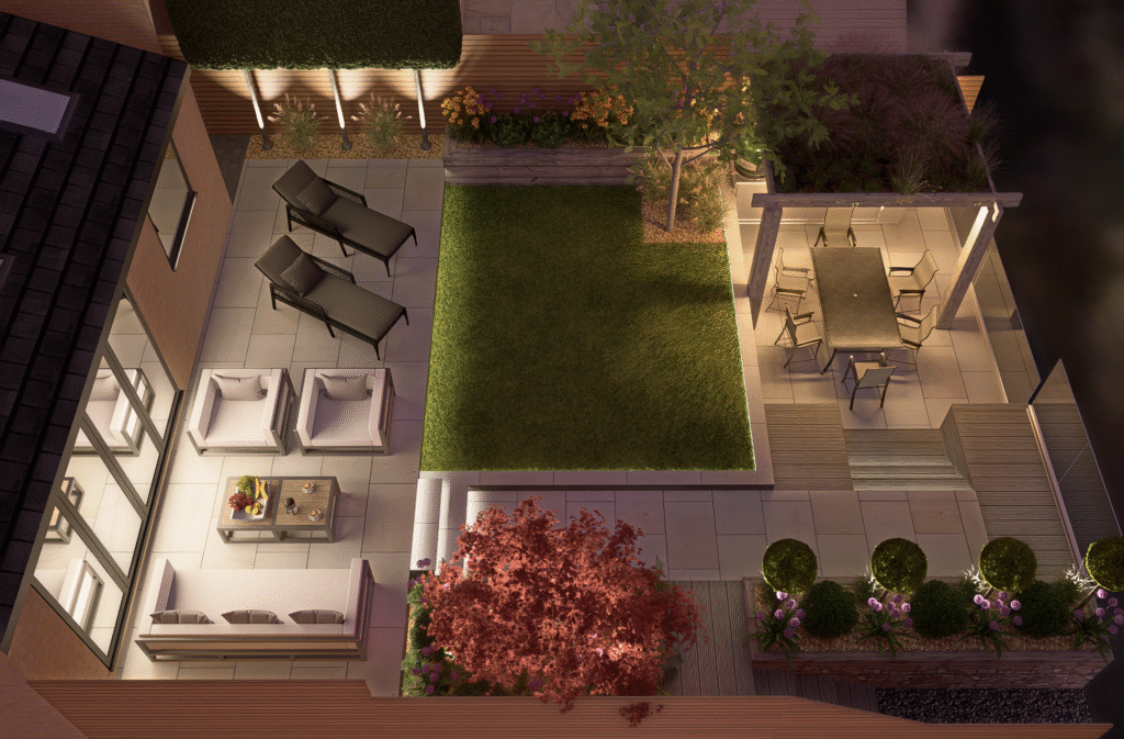 GMH Landscaping garden design featuring a stunning pergola in a vibrant outdoor setting, enhancing residential landscapes.